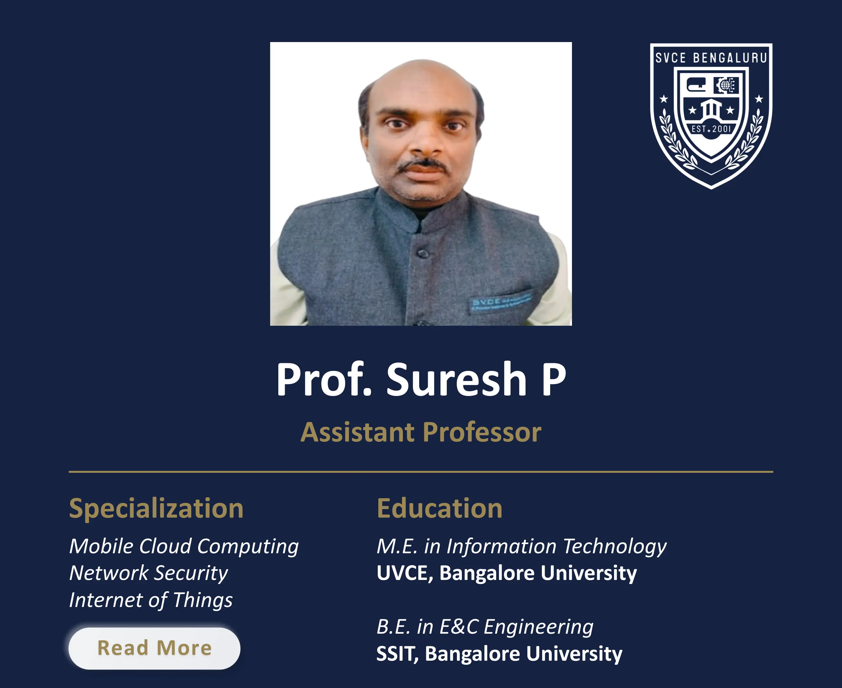 Mr. Suresh P - Assistant Professor